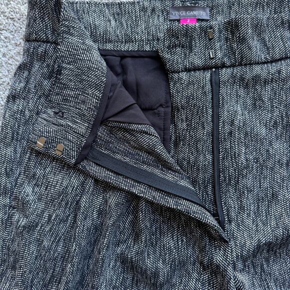 Vince Camuto Black Tweed Trouser Pants Pleated Tapered Leg New With Tags 2 - Picture 6 of 8